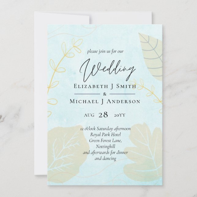 Cheapest Wedding Watercolor Blue Wash Script (Vorderseite)