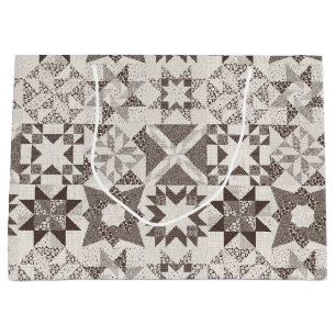 Cheater Traditionelle Patchwork Stars Quilt Black Große Geschenktüte