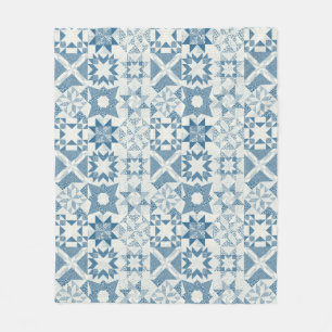 Cheater Traditionelle Patchwork Stars Quilt Blue Fleecedecke