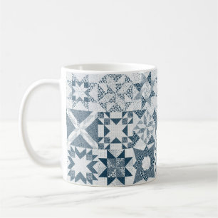 Cheater Traditionelle Patchwork Stars Quilt Blue Kaffeetasse