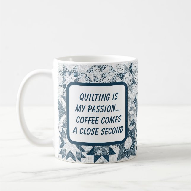 Cheater Traditionelle Patchwork Stars Quilt Blue Kaffeetasse (Links)