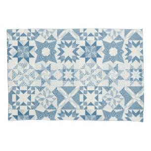 Cheater Traditionelle Patchwork Stars Quilt Blue Kissenbezug