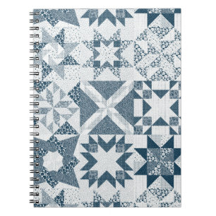 Cheater Traditionelle Patchwork Stars Quilt Blue Notizblock