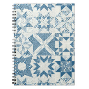 Cheater Traditionelle Patchwork Stars Quilt Blue Notizblock