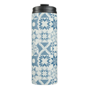 Cheater Traditionelle Patchwork Stars Quilt Blue Thermosbecher