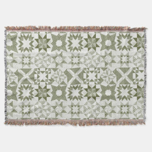 Cheater Traditionelle Patchwork Stars Quilt Green Decke