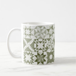 Cheater Traditionelle Patchwork Stars Quilt Green Kaffeetasse