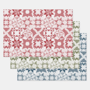 Cheater Traditionelle Patchwork Stars Quilt Mixed Geschenkpapier Set