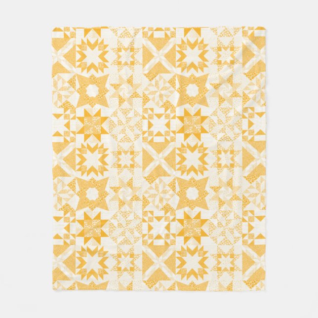 Cheater Traditionelle Patchwork Stars Quilt White Fleecedecke (Vorderseite)