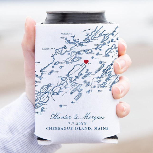 Chebeague Island Maine Gastgeschenk Hochzeit Drink Dosenkühler (This Chebeague Island can coozie is the perfect wedding favor for your Casco Bay destination wedding)