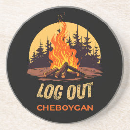 Cheboygan Michigan Lagerfeuer Getränkeuntersetzer