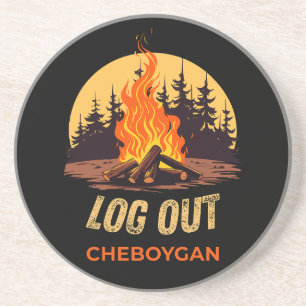 Cheboygan Michigan Lagerfeuer Getränkeuntersetzer