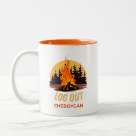 Cheboygan Michigan Lagerfeuer Zweifarbige Tasse