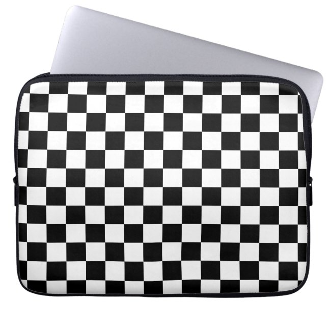Check Black White Checkered Pattern Checkerboard Laptopschutzhülle (Vorderseite)