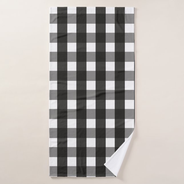 CHECK DE GINGHAM NOIR ET BLANC (Serviette de bain)