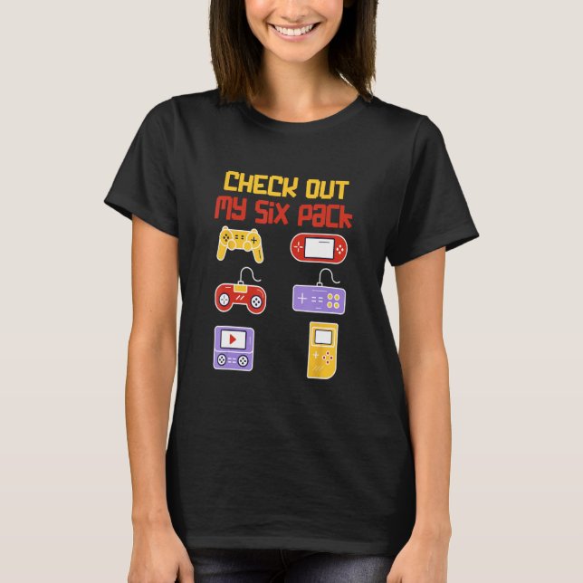 Check Out My Six Pack  Pixel Video Game for Gamers T-Shirt (Vorderseite)