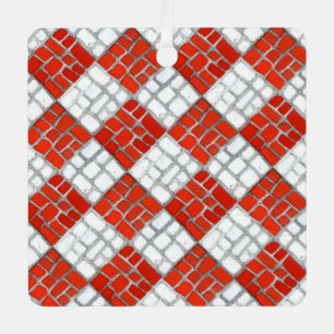 CHECK ROUGE MOSAIC Carré en métal ornement