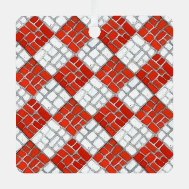 CHECK ROUGE MOSAIC Carré en métal ornement (Recto)