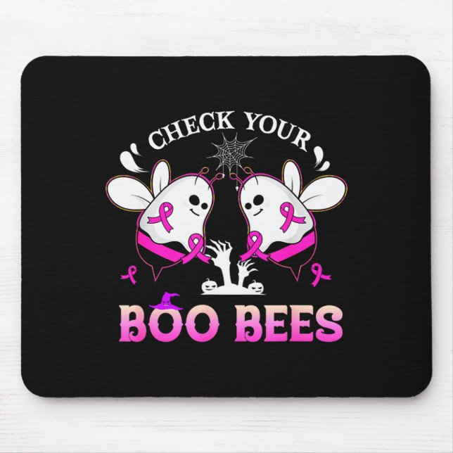 Check Your Boo Bees Funny Breast Cancer Halloween  Mousepad (Vorne)