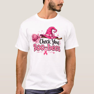 "Check Your Boo-bees" Lustiges Brustkrebs-Bewussts T-Shirt