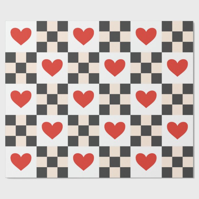 Checkboard Hearts Geschenkpapier (Flach)