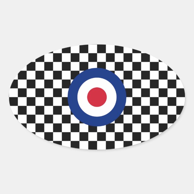 Checked Black Racing Target Mod Ovaler Aufkleber (Vorderseite)