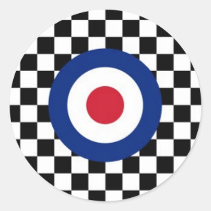Checked Black Racing Target Mod Runder Aufkleber