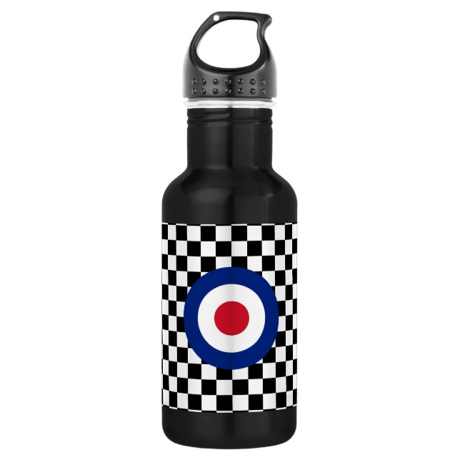 Checked Black Racing Target Mod Trinkflasche (Vorderseite)