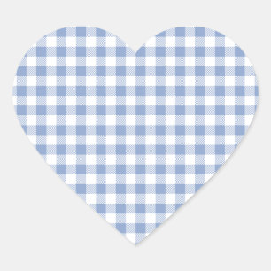 Checked Blue Gingham Classic Herz-Aufkleber