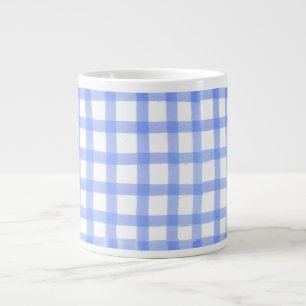 "Checked Blue & White" Jumbo-Tasse für große Tasse