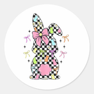 Checked Bunny Oaster Day Coquette Bows Osterfest B Runder Aufkleber