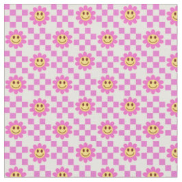 Checked Hot Pink Lächeln Blume mit Quadraten Stoff
