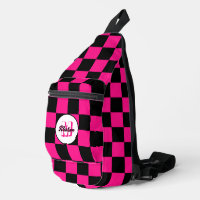 Checked Hot rosa Schwarzes geometrisches Retro Mon