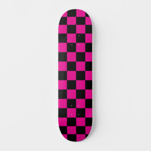 Checked (kariert) Magenta Hot Pink & Black Skateboard