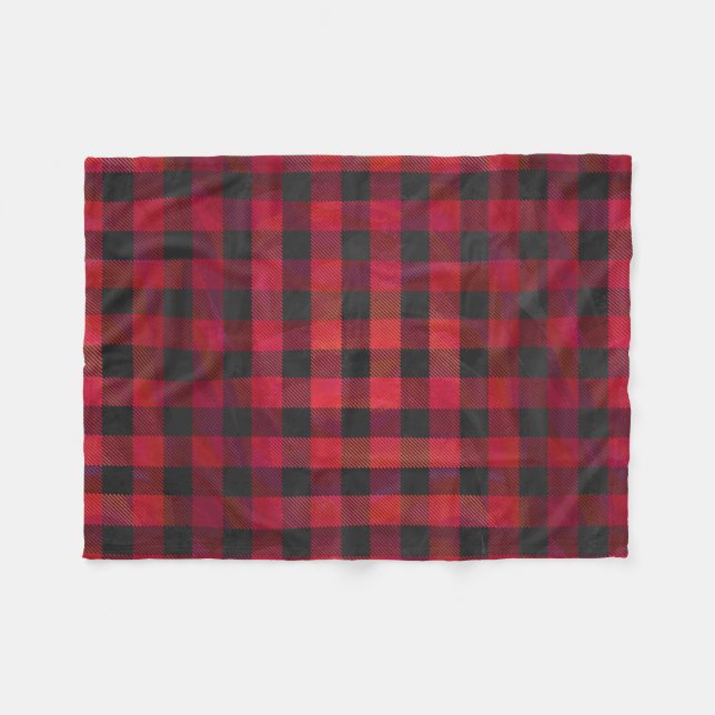 Checked Kariert Red and Black Fleecedecke (Vorderseite (Horizontal))