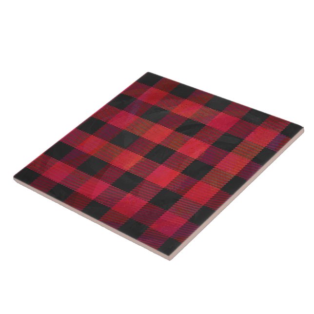 Checked Kariert Red and Black Fliese (Seite)
