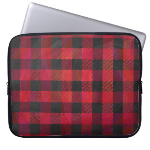 Checked Kariert Red and Black Laptopschutzhülle