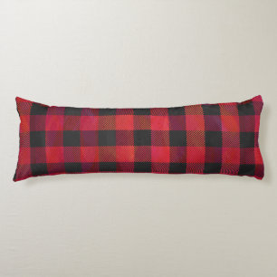 Checked Kariert Red and Black Seitenschläferkissen