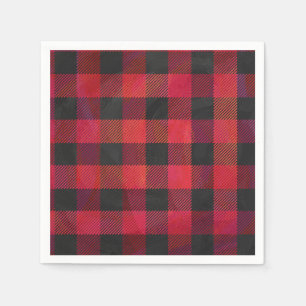 Checked Kariert Red and Black Serviette