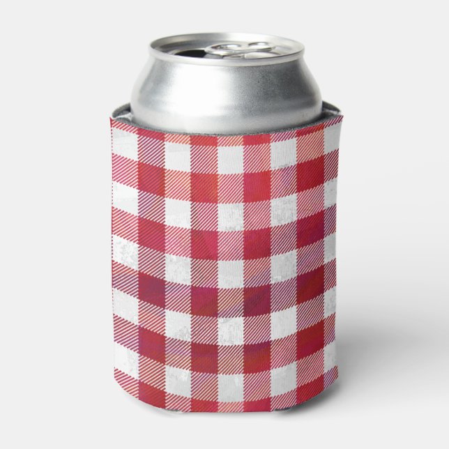 Checked Kariert Red and White Dosenkühler (Kanne Vorderseite)