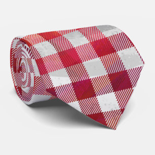 Checked Kariert Red and White Krawatte