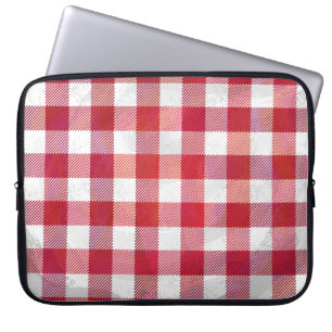 Checked Kariert Red and White Laptopschutzhülle