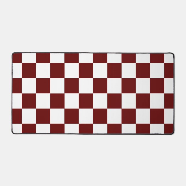 Checked Red and White Retro Schreibtischunterlage (Vorderseite)