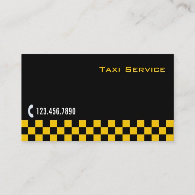 Checked Strip Taxi/Limo Service Business Card Visitenkarte (Vorderseite)