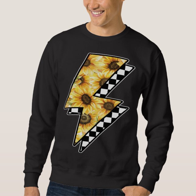Checked Sunflower Lightning Chess Board Sweatshirt (Vorderseite)