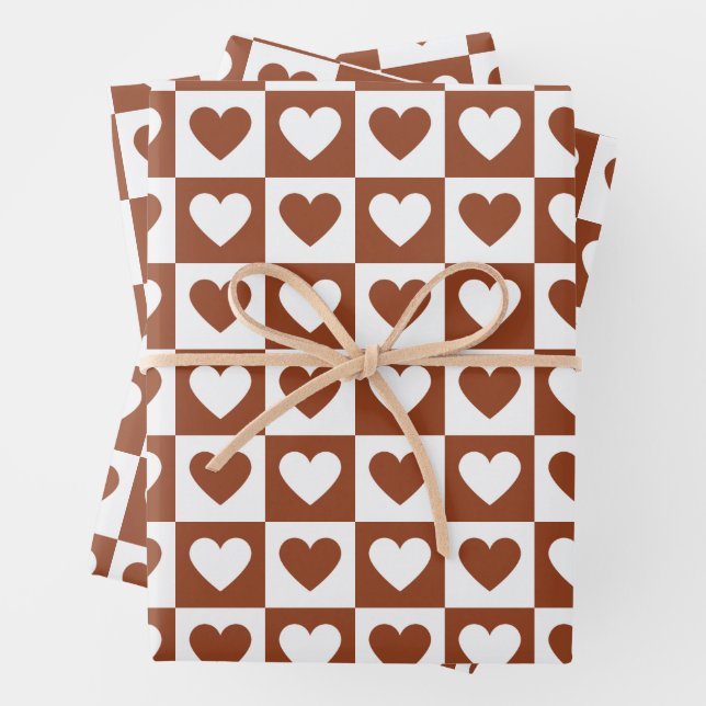 Checked Terracotta Liebe Hearboard Geschenkpapier Set (Beispiel)