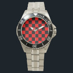 CHECKERBOARD ARMBANDUHR<br><div class="desc">ROTE UND SCHWARZE PRÜFPLATTE</div>