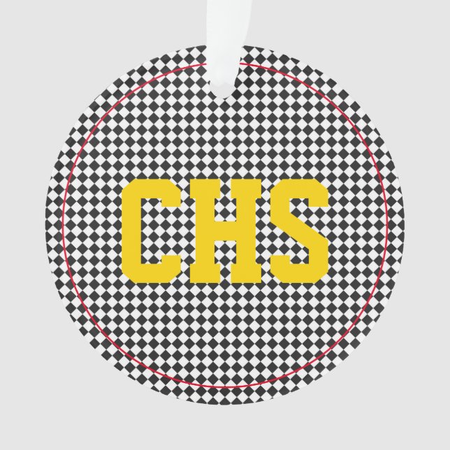Checkerboard INITIALS School Colors Sportteam Ornament (Vorderseite)