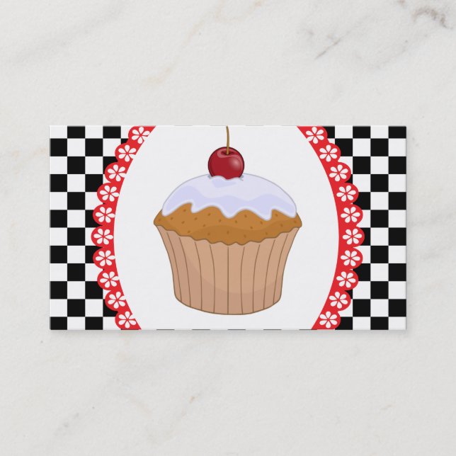 Checkerboard Muffin Bakery Business Card Visitenkarte (Vorderseite)