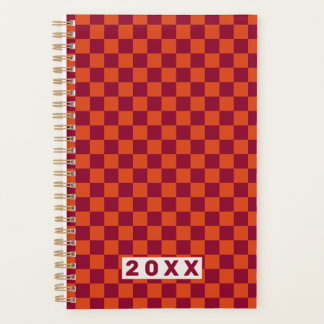 Checkerboard Orange Burgundy Retro Pattern 2026  Planer